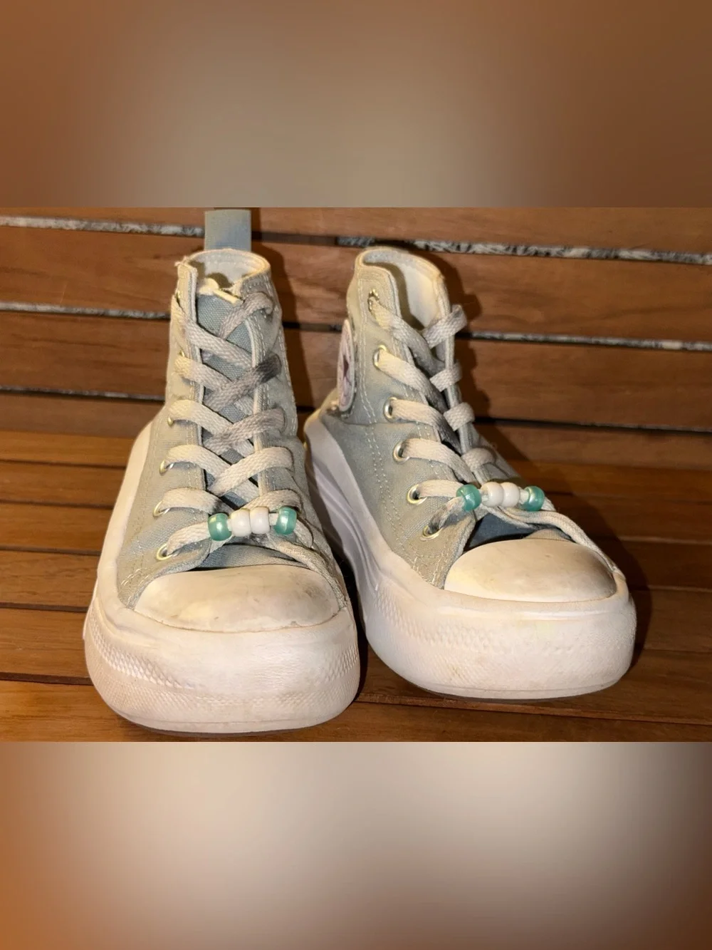 Converse Kids High-Top Sneakers in Light Blue with White Platform
